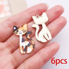 6/10pcs Printed Enamel Tall Cat Charms Colorful Kitten Alloy Pendants Jewelry Making Findings For DIY Bracelet Necklace Earring Craft Supplies - Cat - View 15
