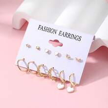 European And American Hot-Selling Fashion Oil Drop Heart Butterfly Faux Pearl Earrings Set For Women - Set 4 - View 19