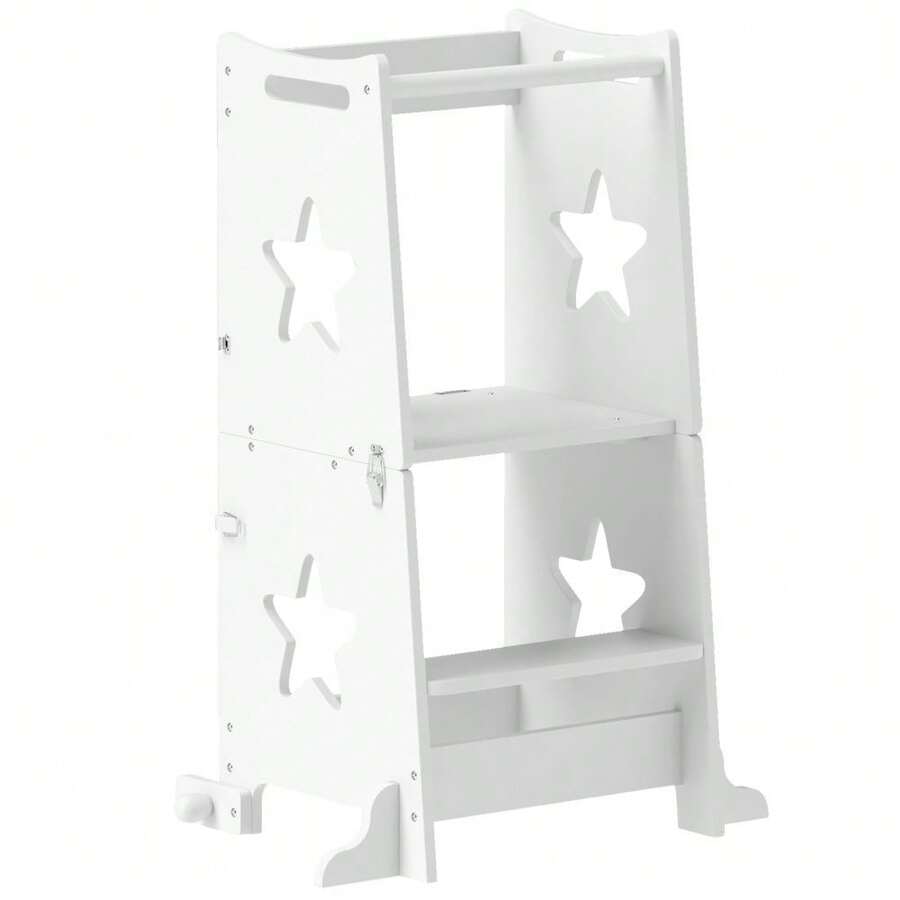 2-In-1 Toddler Step Stool With Safety Rail For Kitchen, Bathroom, White - T0001-01-14495 - View 1