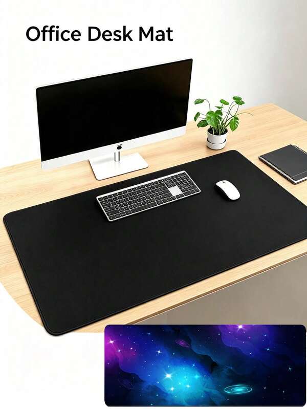 1pc Extra Large 60x30cm Long Non-Slip Seamless Mouse Pad, Minimalist Business Style, Pure Black/Dreamy Nebula Dual Options, Suitable For Student Gaming, Business And General Office Mouse & Keyboard Pad