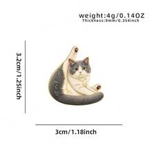 1 buah Pin Enamel Kucing Multi Ras Realistis, Pin Kerah Anak Kucing Ragdoll Oranye Belang dengan Garis Emas, Pin Logam untuk Jaket dan Tas, Hadiah Menarik untuk Pecinta Kucing - MultiWarna - View 14