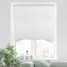 No-Drill Pleated Blackout Window Curtain, Solid Color Retractable Foldable Self-Adhesive Window Film, Adjustable Size, Lightweight Material, Heat Insulation & UV Protection, Suitable For Bedroom, Living Room, Bathroom, Office, Easy Installation Home Privacy Shade - A - View 12