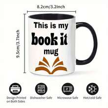 Mug Kopi Dua Warna "Book It Book Lover", Cangkir Keramik Bergambar Buku Terbuka dengan Teks Hati, Hadiah Lucu untuk Pecinta Buku dan Perpustakaan, Mug Porselen 11oz untuk Minuman Panas dan Dingin - MultiWarna - View 11