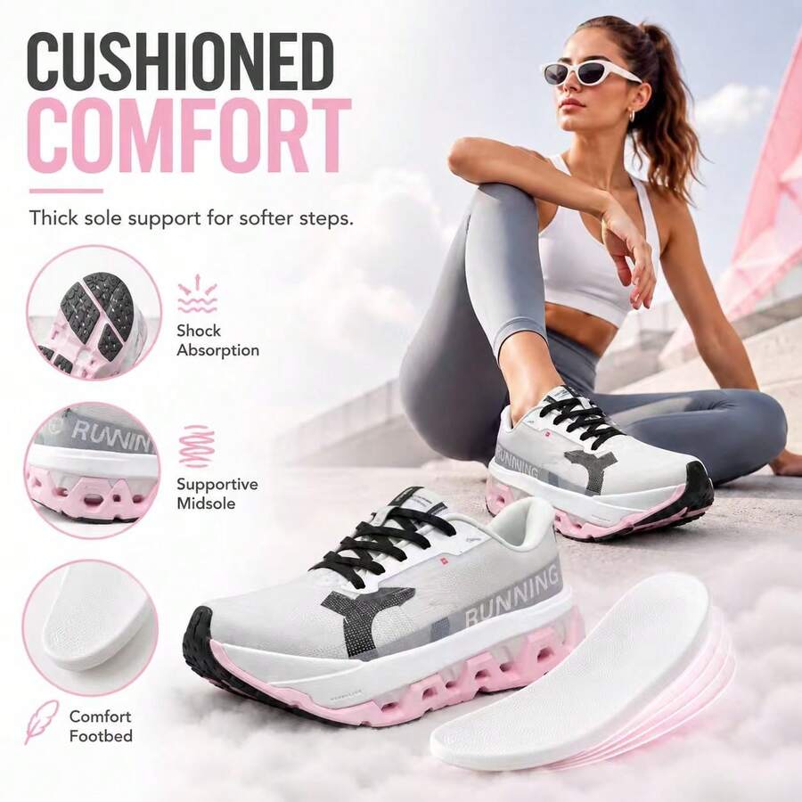 On Running Onrun Cloudmonster 3 Hyper Running Shoes: Comfortable, Versatile, Shock-Absorbing, Breathable, And Rebounding; Unisex; Pink And White. - 3WG10044732 - View 1