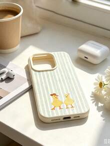 1 buah Casing Ponsel TPU Tahan Guncangan Minimalis Motif Bebek Barat Bergaris Putih, Kompatibel dengan Apple 17 16 15 14 13 12 11 Pro Max - MultiWarna - View 5