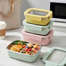Portable 304 Stainless Steel Bento Box With Lid, Large Capacity Insulated Lunch Box, Sealed Leak Proof Lunch Container, Fruit Salad Food Storage Container, Suitable For Student Adult Use InSchool, Office, Outdoor Camping, Picnic,Back To School - Multicolor - View 2