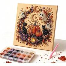 Set Lukisan Mutiara DIY Halloween - Lukisan Mutiara DIY Bertema Hantu Halloween Kreatif, Desain Tanpa Bingkai, Cocok untuk Kerajinan Tangan Seru Orang Dewasa, Sempurna untuk Dekorasi Rumah dan Hadiah Liburan - A - View 7