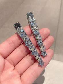 2入組高級星星水鑽超亮女用鱷魚夾髮夾，瀏海夾側夾鬆散髮夾，韓系時尚精緻優雅百搭髮飾，適合日常使用、節日聚會、派對活動，女孩節日禮物髮飾 - 彩色 - 查看 2