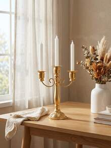 1pc Vintage European Style Iron Candle Holder/Candle Stand, Candlelight Dinner Photography Prop, Candlelight Dinner Wedding Table Decor, Room Decor/Home Decor/Dining Table Decor/Wedding Candle Decor, Suitable For Weddings, Holidays, Home Tabletop Decor, Parties, Weddings, Girlfriend Gifts/Winter Gifts, Thanksgiving/Christmas/Halloween - Gold - View 10