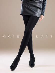 MOIRÉALLURE 1pc Solid Color Suitable For Daily Life Opaque Tights - Black - View 9