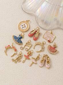 1pc Elegant Style 14K Gold Plated Copper Ballet Dancer Pendant, New Design Charm For Women's DIY Daily Bracelet, Necklace, Keychain Decoration - Multicolor - View 2