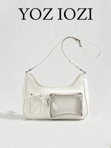 2025 New Japanese Style Bow Decor Crossbody Bag, Transparent, Anime-Inspired, Commute & Everyday Use - White - View 1