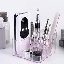 1pc Nail Drill & Drill Bit Holder, 28-Slot Transparent Plastic Desktop Storage Rack, Skincare Product Organizer, Small Tool Storage, Professional Nail Tool Organizer Box (ABS) - Multicolor - View 1