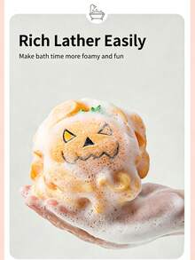 Bola de baño de calabaza de Halloween, bola de ducha de calabaza Jack linda, esponja de baño de malla suave con espuma rica, bola de exfoliación corporal colgante de secado rápido, bola de ducha exfoliante suave, adorno decorativo lindo para el baño, regalo de Halloween - multicolor - Ver 3