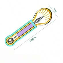 1pc Stainless Steel Fruit Scoop Watermelon Baller Dual-Head Melon Carving Tool 3-In-1 Watermelon Slicer - Multicolor - View 7
