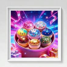 1PC DIY 5D Diamond Painting Kit Cute Bun Pattern - Round Full Diamond Art Mosaic Craft, Home Wall Decor, Unframed - No Frame - View 3