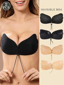 1/2 PCS Invisible Self-Adhesive Push-Up Bras – Strapless Backless Bra Set, Seamless Lift-Up, Breathable & Anti-Sagging For Wedding & Summer Outfits - Multicolor - View 18