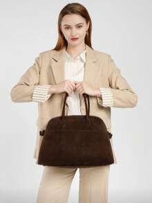 Tote Bag For Women,Retro Purse Handbag,Fashion Shoulder Satchel Office Travel - Coffee Brown - View 2