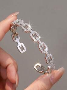 1pc Design Lock Square Versatile Women's Bracelet, Gold-Plated Fashion Jewelry Accessory, Music Festival Summer Vacation Travel Accessory, Anniversary Birthday Holiday Gift For Girlfriend - Bracelet - View 9