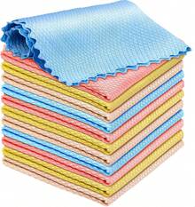 Paños de limpieza - juego de 12, paños de limpieza de escamas de pescado de nanomaterial reutilizables, paños sin pelusa para vidrio, platos, espejos, electrodomésticos de acero inoxidable, etc. - El color se envía al azar de 24 - Ver 11