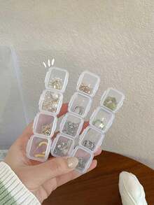 1PC Transparent Plastic Compartmental Storage Box,10-56 Grids Optional Adjustable Divider Net Style Organizer, Dust-Proof Desktop Indoor Home Handicraft Beads Jewelry Nail Rhinestone DIY Small Accessory Classification Container - A - View 6
