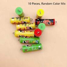 10 piezas de encantos de resina en forma de cubeta de patatas fritas 3D - Adecuado para pendientes, pulseras y llaveros DIY - Mezcla aleatoria - Multicolor - Ver 10