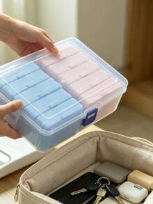 1PC Travel/Home Large Capacity Pill Box 1 Large Box + 10 Small Boxes Dual-Color Multifunctional Storage Box Portable Pill Organizer Mini Convenient Pill Organizer With Compartments Travel Medicine Storage Container Moisture-Proof Dust-Proof Weekly Pill Organizer - View 8