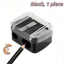 Dual Hole Pencil Sharpener, Stainless Steel Blade, Plastic Protective Cover, Waste Collector And Cleaning Tool, Manual Pencil Sharpener, Back To School Essential - Multiple Styles - View 6