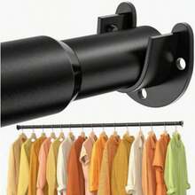 5 Sizes, Black Adjustable Closet Rod, Sturdy And Durable, 15.75-74.8 Inch Heavy Duty Closet Hanging Rod, Premium Metal Black Closet Rod, Suitable For Closet, Laundry Room, Partition Curtain Rod, Easy Installation - Black - View 1