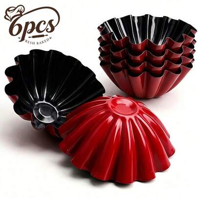 L LEESEPH 4/6pcs 4.5 Inch Filipino Ensaymada Molds, Bibingka Molds, Torta Molds, Wavy Edge Round Cake Molds, Suitable For Traditional Filipino Desserts, Ensaymada Baking Tools