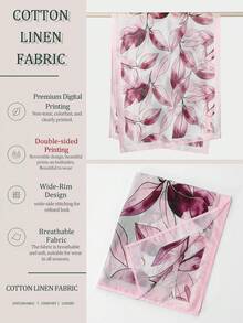 1PC Women's Floral Printed Hijab Scarf, Double-Sided Printed Headscarf, Muslim Fashion Daily Wear Turban, Soft Comfortable Breathable Beach Long Shawl - Purple Flowers On White Background - View 8