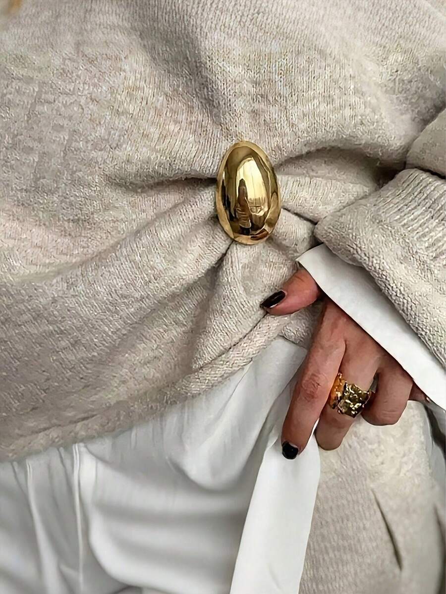 1件女款極簡風金屬胸針,適用於洋裝與大衣腰部裝飾,時尚高端配件 - 彩色 - 查看 1