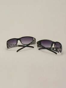 1pc/2pcs Women's Black Rhinestone Star Pattern Versatile Y2K Style Fashion Sunglasses Suitable For Daily Wear And Party - 2-pack (Black Pattern + Black Stars) - View 2