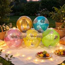1pc Transparent PVC Inflatable Colorful Ball, Beach Ball, Inflatable Pool Toy, Outdoor Game Party Decoration, Suitable For Family Gathering Party Pool - Multicolor - View 1