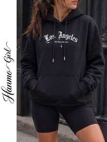 Women's New Autumn/Winter Minimalist Solid Color Casual Fashion Versatile Thermal Lined Sweatshirt Sweatshirt - Black - View 1