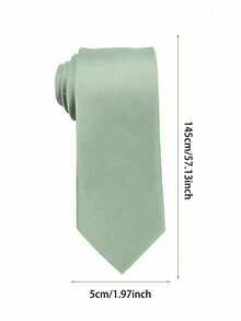1PC Men's 5cm Fashion Solid Color Mint Green Pinstripe Versatile Slim 1200-Needle Encrypted Tie Suitable For Banquets Parties School Weddings - Mint Green - View 8