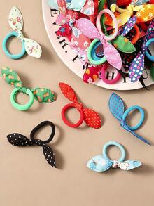 100/50/30/10pcs Colorful Printed Rabbit Ear Hair Scrunchies, High Elasticity Non-Damaging Hair, Sweet Cute Hair Accessories - Suitable For Girls And Teenagers, Daily, Vacation, School, Date - Multicolor - View 4