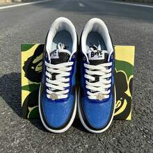 A BATHING APE 1雙中性休閒運動鞋 BAPE STA 閃電星星 Logo 耐穿低筒滑板鞋 - 鏡面黑藍 - 查看 4