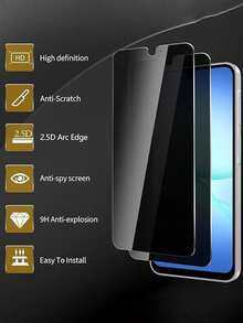 3pcs,Privacy Tempered Glass Screen Protector,Anti-Peeping,Anti-Fingerprint,Anti-Scratch,Anti-Collision,Easy Installation,Compatible With Galaxy M55/M54/M53/M52 5G/ M14/A90/A80/A73/A72/A71/ A70/A70s/A56/A55/A54/A53/A52/A52S/A51 4G/5G/A50/A50/A15/A16/A17 And Other Models. - Black - View 5