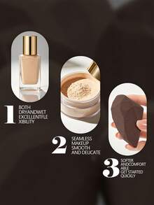 Matte Brown Diamond Velour Makeup Sponge Set, Dual Sided Flocked Beauty Multi Sizes 2/4/6/8/12 Packs, Reusable Cosmetic Blending Sponges For Liquid Foundation, Loose Powder, Concealer, Cream Makeup - Multicolor - View 5
