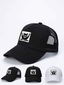 1pc Men's STAY TRASHY Trucker Hat, Personalized Letter Raccoon Baseball Cap, Street Fashion Mesh Hat, Outdoor Sun Protection Casual Hat, Spring/Autumn Travel, Beach Vacation - Multicolor - View 6