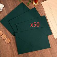 50pcs High-Quality Tactile Green Envelopes, Wedding Invitation Cards, Western Business Invitation Letters, Premium Touch, Halloween, Christmas, Party Decoration, Envelope Cardstock, High-Quality Envelopes, Friend Gift Cards, VIP Invitation Letters, Deep Green Envelopes - Dark Green - View 11