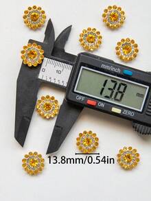 200pcs/Set 13.8mm Rhinestone Beads, Fashionable Gold Rhinestone Decorative Jewelry Making Beads, Suitable For Craft Making, Gold Sunflower, Dual-Color Rhinestone Sunflower, Hand-Sewn Sunflower, DIY Handmade Rhinestone Flowers - 13.8mm Sunflower - View 2