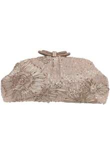 Tidet Ever Champagne Sequin Floral Embroidered Women's Clutch Bag, Rhinestone Bow Kiss Lock, Wedding Bridal Bag, Popular Formal Evening Handbag - Champagne - View 8