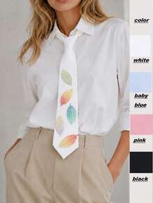 Unique Leaf Accessory Hand-Tied Tie Minimalist Versatile Scarf Versatile Tie - Multicolor - View 1