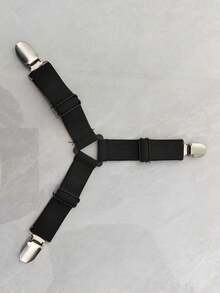 可調節床單固定器套組-三角形彈性帶附夾子,適用於床墊/沙發套,重型金屬夾牢固固定床上用品(防滑且可重複使用) - 黑色 - 查看 8