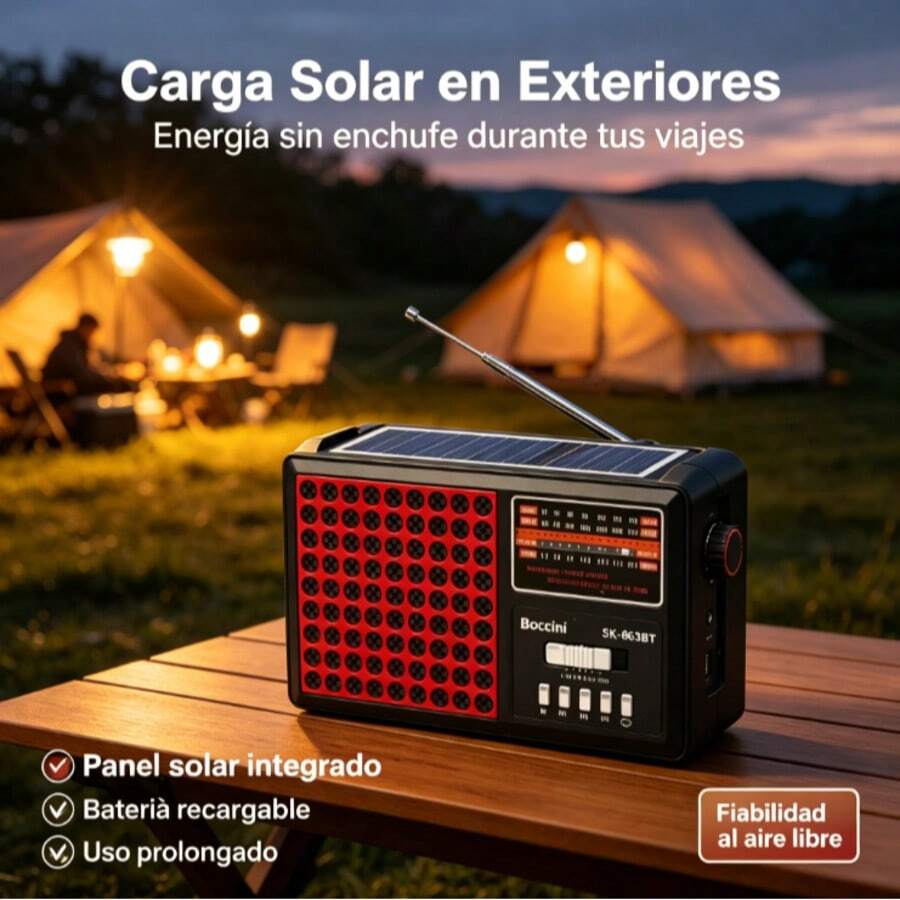 Radio portátil multifuncional marca Boccini modelo TC9231 con linterna integrada, recepción de bandas completas FM AM SW, volumen alto, alimentación dual batería y corriente, radio retro para adultos mayores, ideal para emergencias, paseos al aire libre y escuchar noticias - Negro - Ver 1