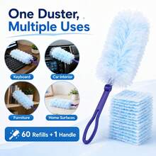 Disposable Anti-Static Dusting Cloth, Thickened Dusting Cloth Pad For Electronic Products, Back To School Dorm Cleaning Supplies, Suitable For Office Desk, Keyboard, Car, Bedroom And Kitchen, Furniture, Blinds And Ceiling Fan Easy Cleaning, Cleaning Accessory Without Handle (Handle Not Included) - Multiple Styles - View 6
