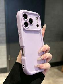 Minimalist Thick Shockproof Light Purple Full Coverage Phone Case, Compatible With IPhone 17/17 Pro/17 Pro Max/16 Pro Max/16/16 Pro/16 Plus/16E/15/15 Plus/15 Pro/15 Pro Max/11/12/13/14 Pro Max/XS/XR/11 Pro/11 Pro Max/12 Pro/12 Pro Max/13 Pro/13 Pro Max/7 Plus/14 Pro/14 Pro Max/14 Plus/7 Plus/8 Plus/8, Soft Shell Waterproof Shockproof Scratch-Resistant, Fresh Fashion Spring/Summer New Phone Case - Purple - View 4