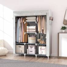 Vicye Large Fabric Wardrobe With 2 Hanging Rods And 8 Shelves, Foldable Wardrobe With Cover, Portable Wardrobe Dressing Room, Bedroom (White, 124 X 42 X 162) NUFX - Stamp Duty - View 8